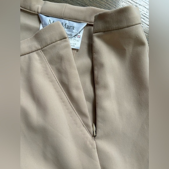 MaxMara Beige Tan Straight Wide Leg high waisted Trousers Womens size 10 - Picture 4 of 5